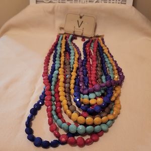 V Foxy Collection Multi Strand Necklace with Matching Earrings
